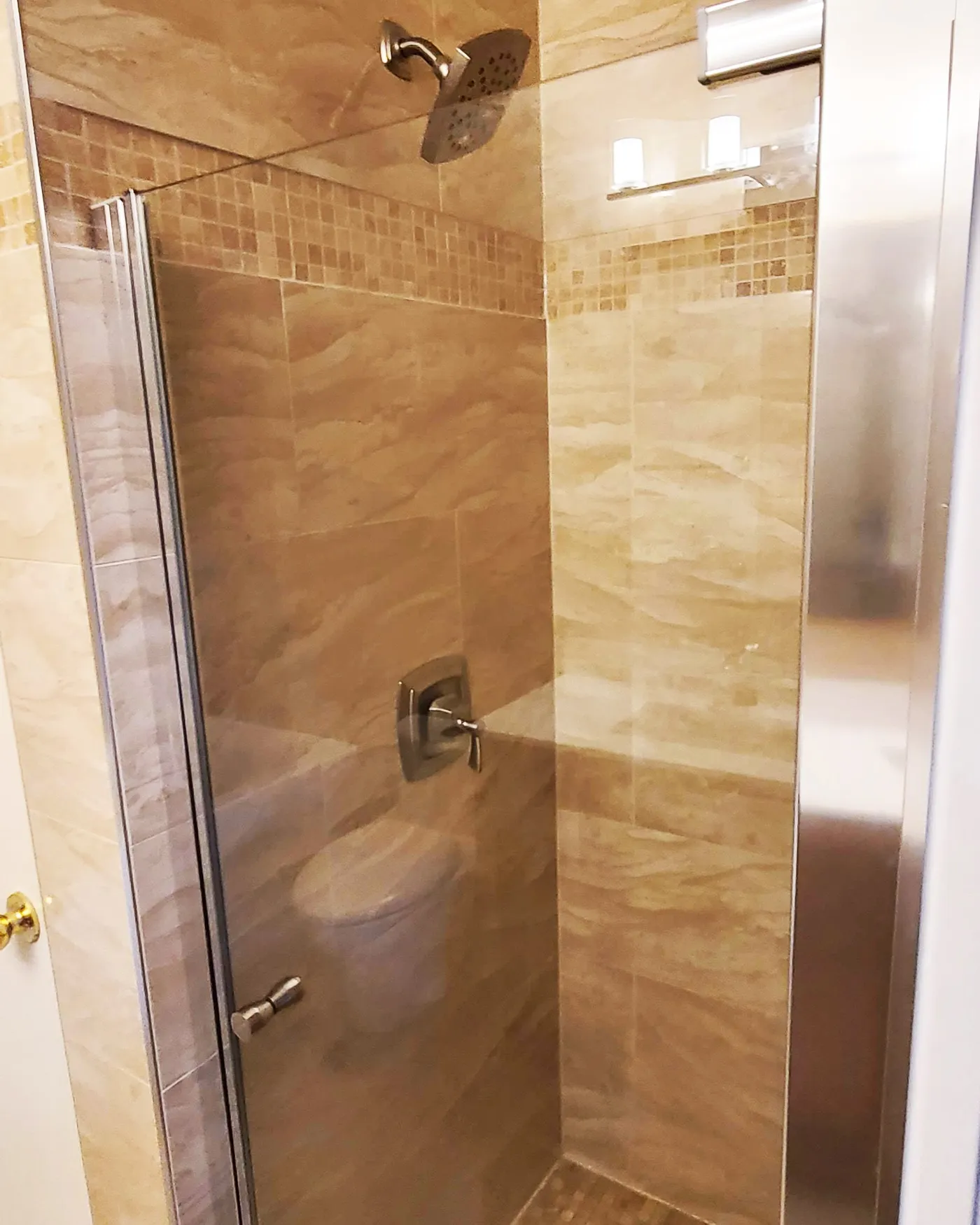 Bathroom renovation in Port Coquitlam by PS Tiling: Shower stall, after.