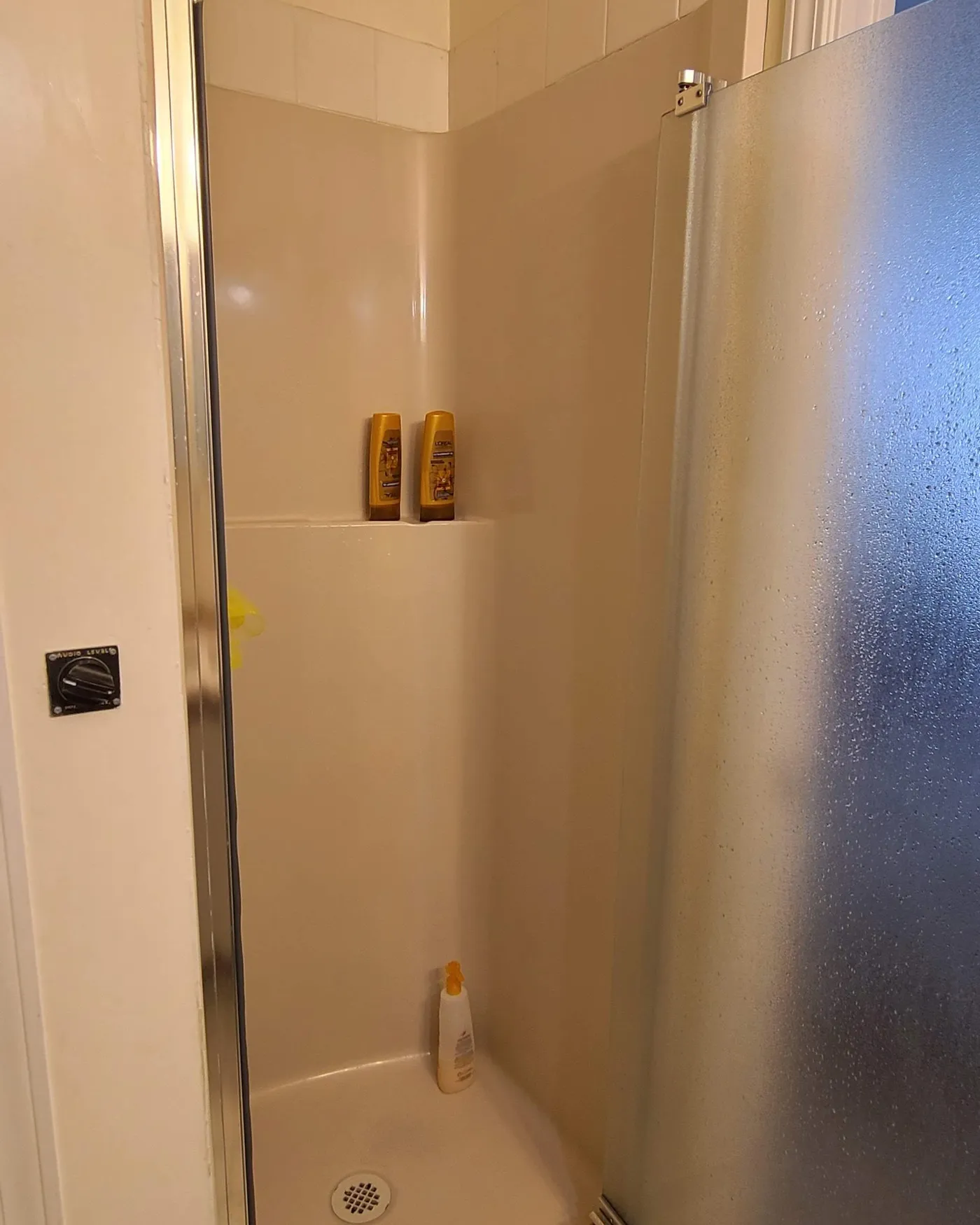 Bathroom renovation in Port Coquitlam by PS Tiling: Shower stall, before.